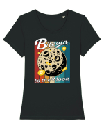 Bitcoin to the Moon Distressed | Retro Vintage Look Tricou mânecă scurtă guler larg fitted Damă Expresser