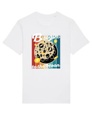 Bitcoin to the Moon Distressed | Retro Vintage Look White