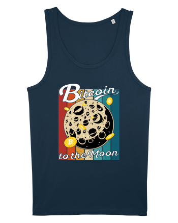 Bitcoin to the Moon Distressed | Retro Vintage Look Navy