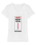 Keep Your Distance Tricou mânecă scurtă guler V Damă Evoker