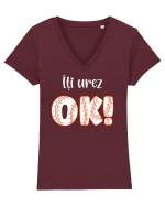 Îți urez OK! Tricou mânecă scurtă guler V Damă Evoker