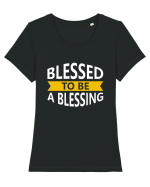 Blessed To Be Blessing Tricou mânecă scurtă guler larg fitted Damă Expresser