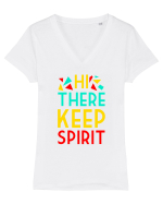 Hi There Keep Spirit Tricou mânecă scurtă guler V Damă Evoker