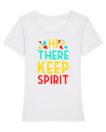 Hi There Keep Spirit Tricou mânecă scurtă guler larg fitted Damă Expresser