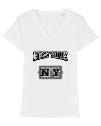 Retro Vintage New York College Jersey White