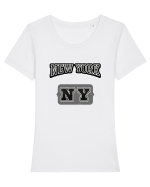 Retro Vintage New York College Jersey Tricou mânecă scurtă guler larg fitted Damă Expresser