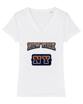 Retro Vintage New York College Jersey White