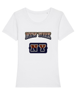Retro Vintage New York College Jersey Tricou mânecă scurtă guler larg fitted Damă Expresser