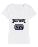 Retro Vintage New York College Jersey Tricou mânecă scurtă guler V Damă Evoker