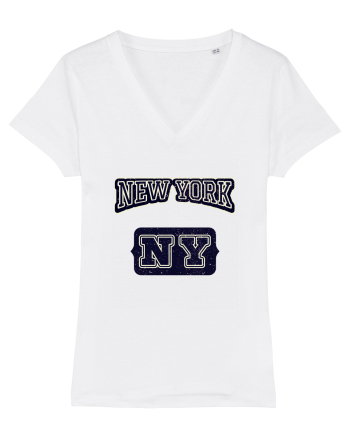 Retro Vintage New York College Jersey White