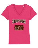 Retro Vintage New York College Jersey Tricou mânecă scurtă guler V Damă Evoker