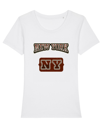Retro Vintage New York College Jersey White