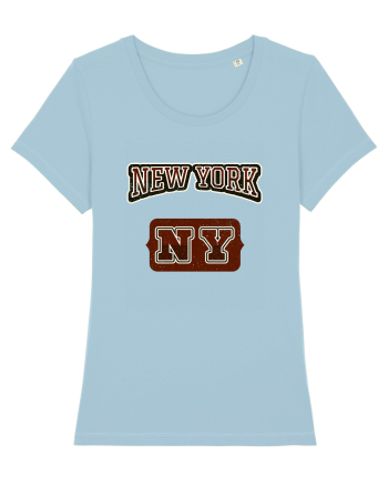 Retro Vintage New York College Jersey Sky Blue