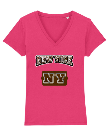 Retro Vintage New York College Jersey Raspberry