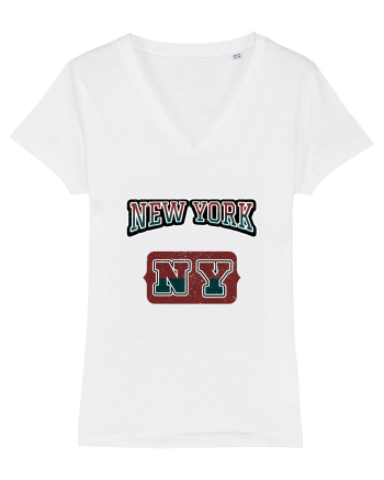 Retro Vintage New York College Jersey White