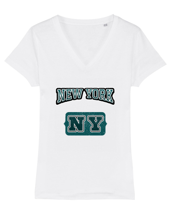 Retro Vintage New York College Jersey White