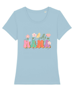 MAMA Retro Wild Flower Tricou mânecă scurtă guler larg fitted Damă Expresser