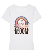 Bloom Flowers Tricou mânecă scurtă guler larg fitted Damă Expresser