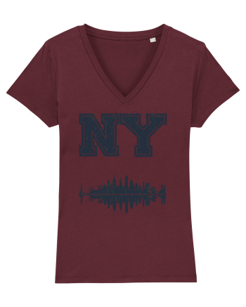 Retro Vintage New York College Jersey Burgundy