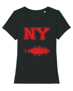 Retro Vintage New York College Jersey Tricou mânecă scurtă guler larg fitted Damă Expresser
