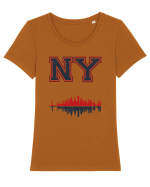 Retro Vintage New York College Jersey Tricou mânecă scurtă guler larg fitted Damă Expresser