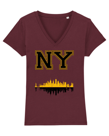Retro Vintage New York College Jersey Burgundy