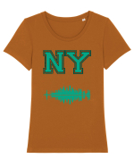 Retro Vintage New York College Jersey Tricou mânecă scurtă guler larg fitted Damă Expresser
