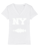 Retro Vintage New York College Jersey Tricou mânecă scurtă guler V Damă Evoker