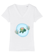 Frumusețea oceanului  Tricou mânecă scurtă guler V Damă Evoker