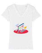 Marketing Tricou mânecă scurtă guler V Damă Evoker