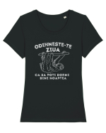 Odihnește-te ziua ca să poți dormi bine noaptea Tricou mânecă scurtă guler larg fitted Damă Expresser