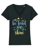 Be Kind and Shine Tricou mânecă scurtă guler V Damă Evoker