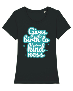 Gives Birth to Kindness Tricou mânecă scurtă guler larg fitted Damă Expresser
