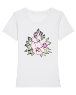 Flori Tricou mânecă scurtă guler larg fitted Damă Expresser