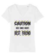 Caution - here comes brides best friend Tricou mânecă scurtă guler V Damă Evoker
