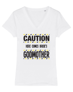 Caution - here comes brides godmother Tricou mânecă scurtă guler V Damă Evoker