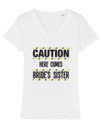 Caution - here comes brides sister Tricou mânecă scurtă guler V Damă Evoker