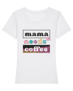 Mama Needs Coffee Tricou mânecă scurtă guler larg fitted Damă Expresser