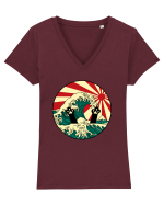Great Wave Cat Tricou mânecă scurtă guler V Damă Evoker