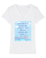 Cele mai bune lucruri din viața ta apar când te aștepți mai puțin.  Tricou mânecă scurtă guler V Damă Evoker