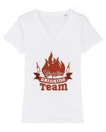 Campfire Drinking Team Tricou mânecă scurtă guler V Damă Evoker
