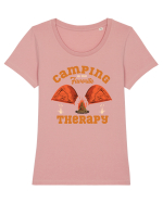 Camping is My Favorite Therapy Tricou mânecă scurtă guler larg fitted Damă Expresser