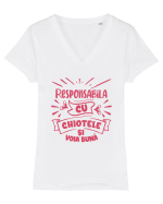 Responsabila cu chiotele și voia bună Tricou mânecă scurtă guler V Damă Evoker