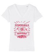 Responsabila cu deciziile pripite Tricou mânecă scurtă guler V Damă Evoker