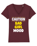 Caution - bad girl mood Tricou mânecă scurtă guler V Damă Evoker