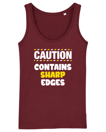 Caution - contains sharp edges Burgundy
