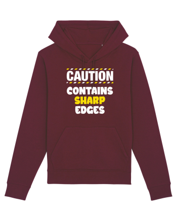 Caution - contains sharp edges Burgundy