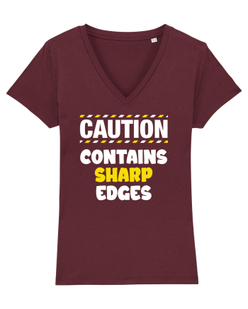 Caution - contains sharp edges Burgundy