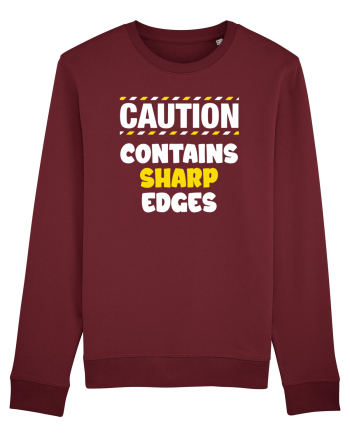 Caution - contains sharp edges Burgundy