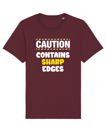 Caution - contains sharp edges Burgundy